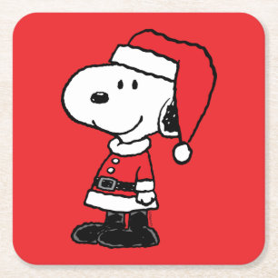 Peanuts   Snoopy Santa Claus Square Paper Coaster