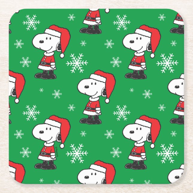 Peanuts | Snoopy Santa Claus Square Paper Coaster (Front)