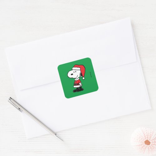 Peanuts  Snoopy Santa Claus Square Sticker