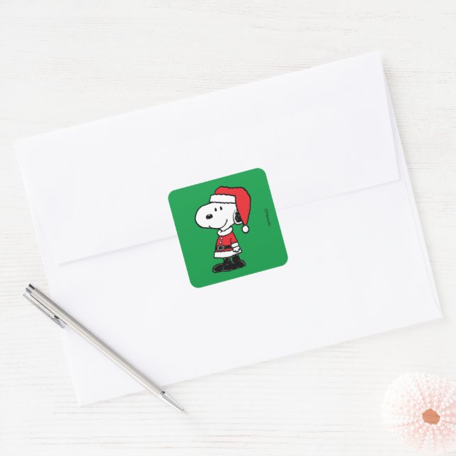 Peanuts | Snoopy Santa Claus Square Sticker (Envelope)