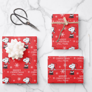Peanuts   Snoopy Santa Claus Wrapping Paper Sheets