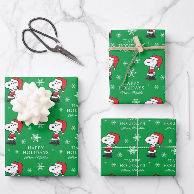 Peanuts | Snoopy Santa Claus Wrapping Paper Sheets (Front)