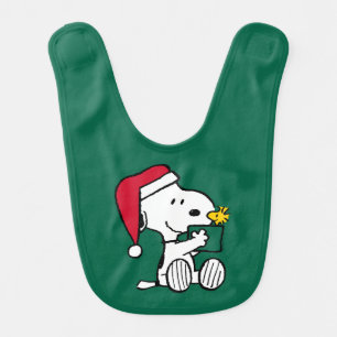 Peanuts Snoopy Santa & Woodstock Gift Baby Bib