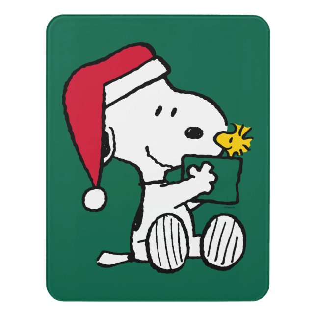Peanuts | Snoopy Santa & Woodstock Gift Door Sign (Contemporary Vert)