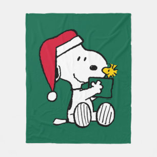 Peanuts Snoopy Santa & Woodstock Gift Fleece Blanket