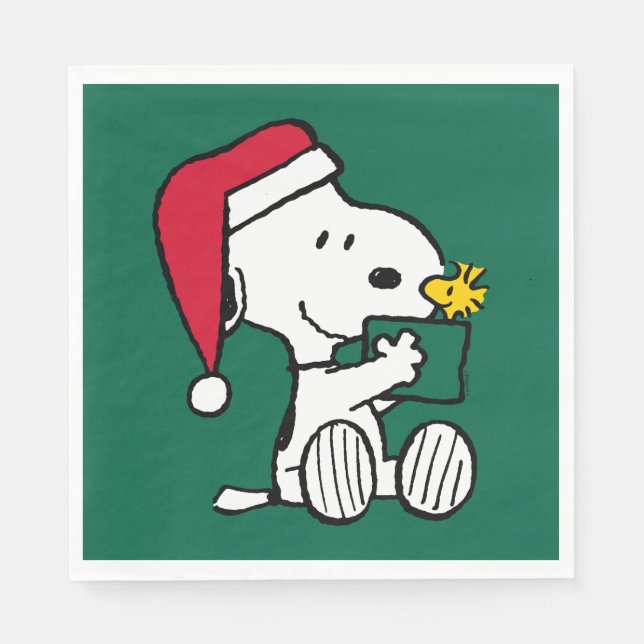 Peanuts | Snoopy Santa & Woodstock Gift Napkins (Front)