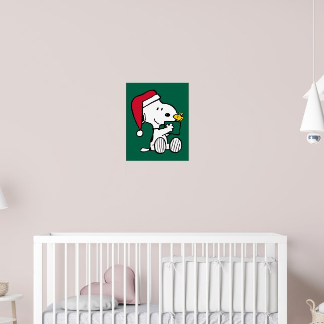 Peanuts | Snoopy Santa & Woodstock Gift Poster | Zazzle