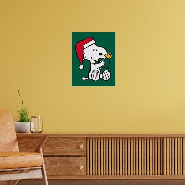 Peanuts | Snoopy Santa & Woodstock Gift Poster | Zazzle