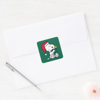 Peanuts | Snoopy Santa & Woodstock Gift Square Sticker