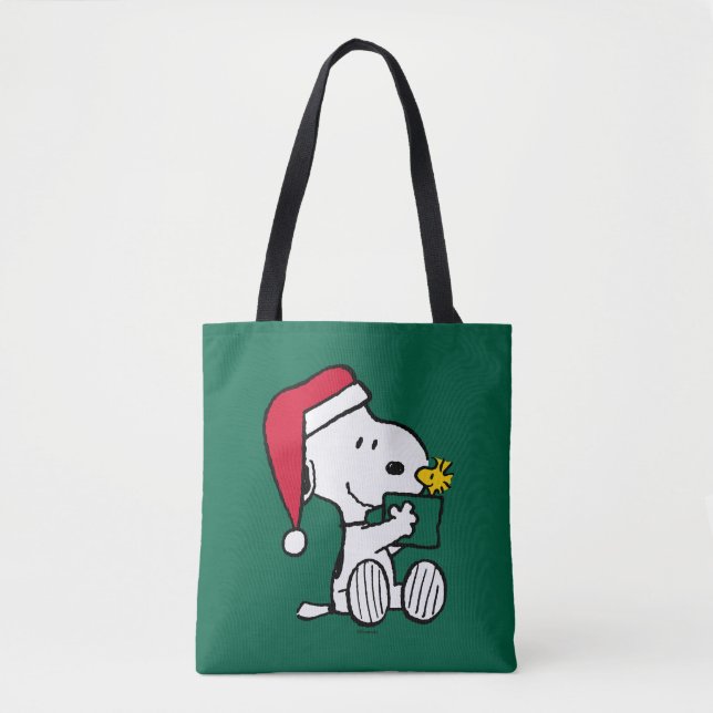 Peanuts | Snoopy Santa & Woodstock Gift Tote Bag (Front)