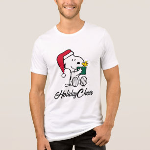 Peanuts Snoopy Santa & Woodstock Gift Tri-Blend Shirt