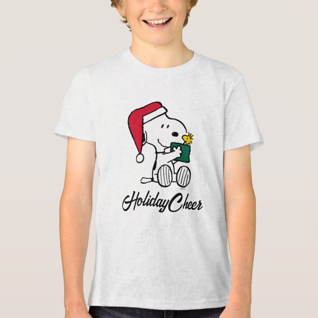 Peanuts | Snoopy Santa & Woodstock Gift Tri-Blend Shirt (Front)