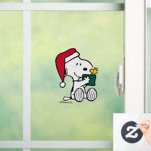 Peanuts   Snoopy Santa & Woodstock Gift Window Cling