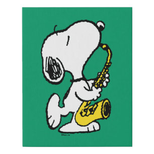 Peanuts   Snoopy Saxophone Player Faux Canvas Print