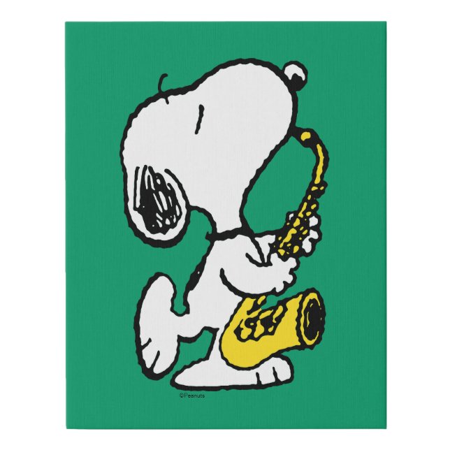 Peanuts | Snoopy Saxophone Player Faux Canvas Print (Front)