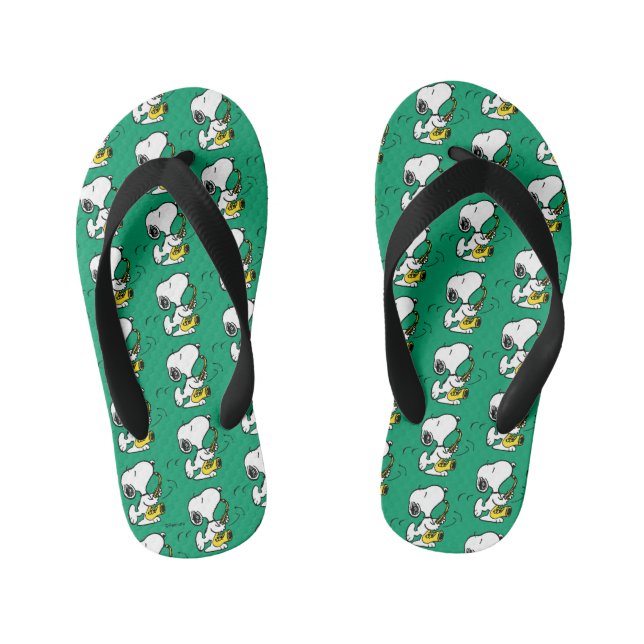 Peanuts | Snoopy Saxophone Player Kid's Flip Flops (Footbed)