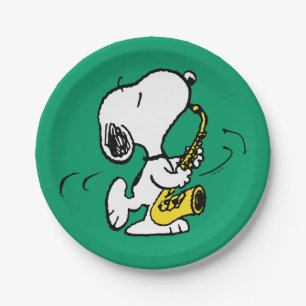 Peanuts   Snoopy Saxophone Player Paper Plates