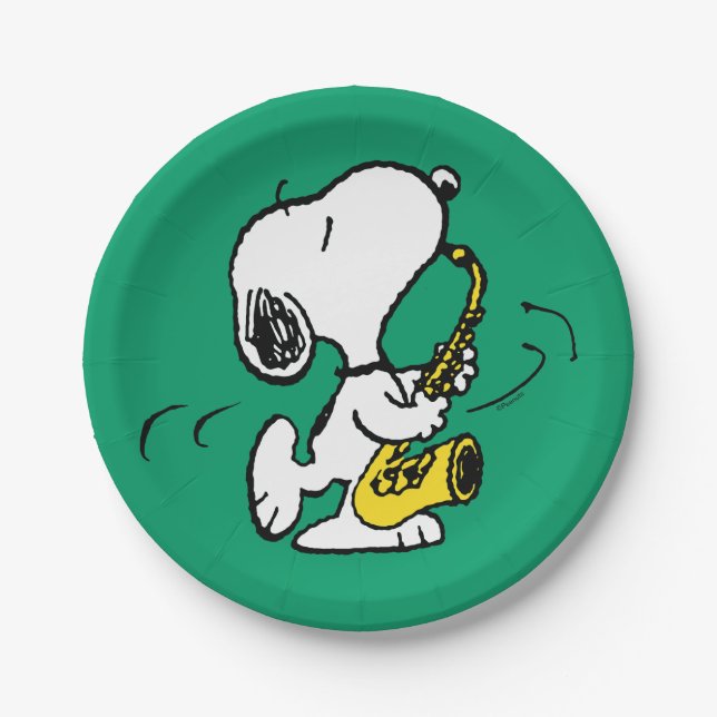 Peanuts | Snoopy Saxophone Player Paper Plates (Front)