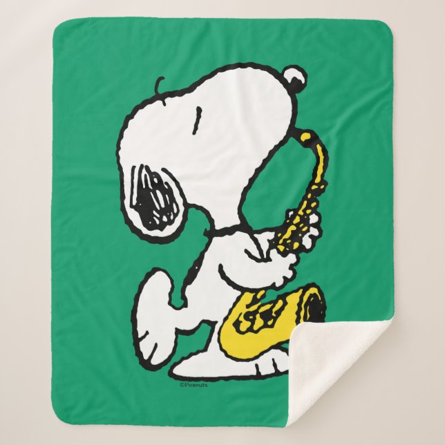 Peanuts | Snoopy Saxophone Player Sherpa Blanket (Front)
