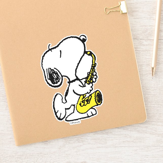 Peanuts | Snoopy Saxophone Player Sticker | Zazzle