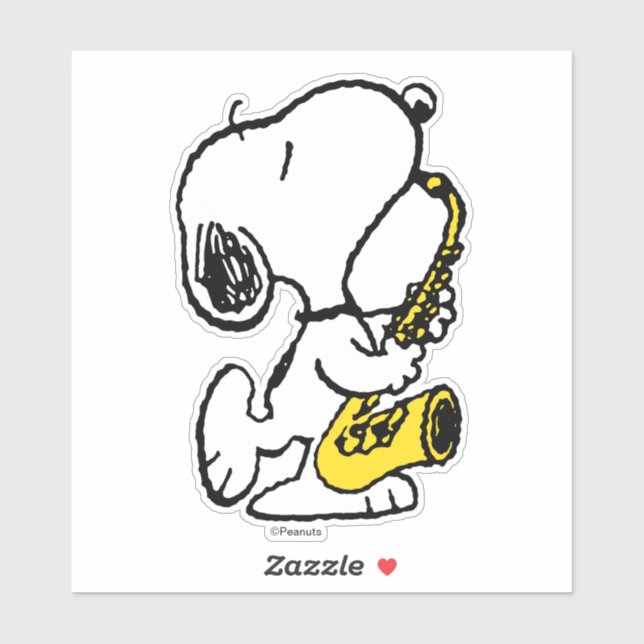 Peanuts | Snoopy Saxophone Player Sticker | Zazzle