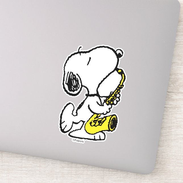 Peanuts | Snoopy Saxophone Player Sticker | Zazzle