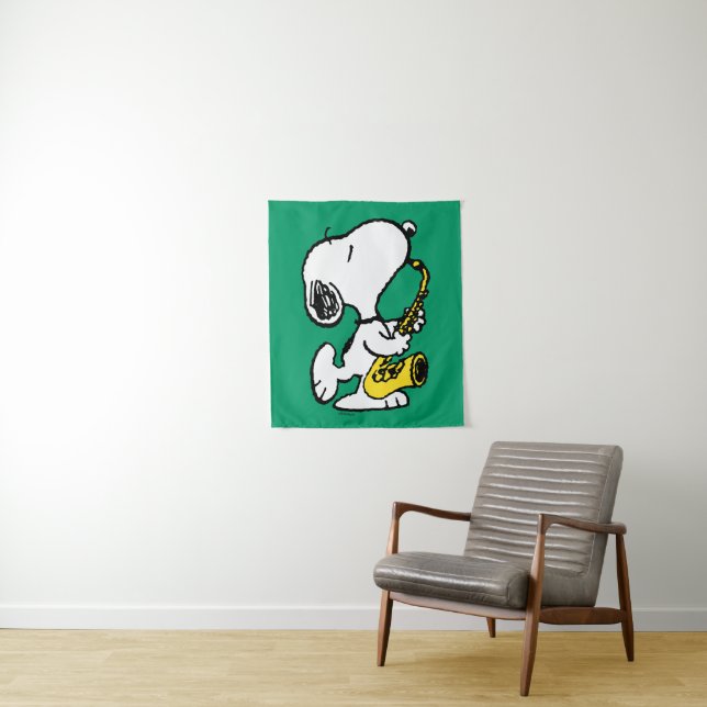 Peanuts | Snoopy Saxophone Player Tapestry (In Situ)