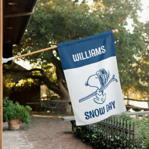 Peanuts Snoopy Ski Trip House Flag