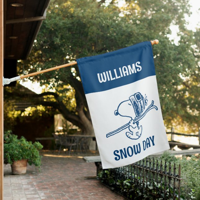 Peanuts | Snoopy Ski Trip House Flag (In SItu)