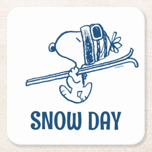 Peanuts   Snoopy Ski Trip Square Paper Coaster