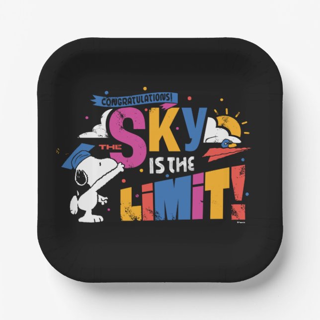 Peanuts Snoopy Sky Is The Limit Graduation Paper Plates (Front)