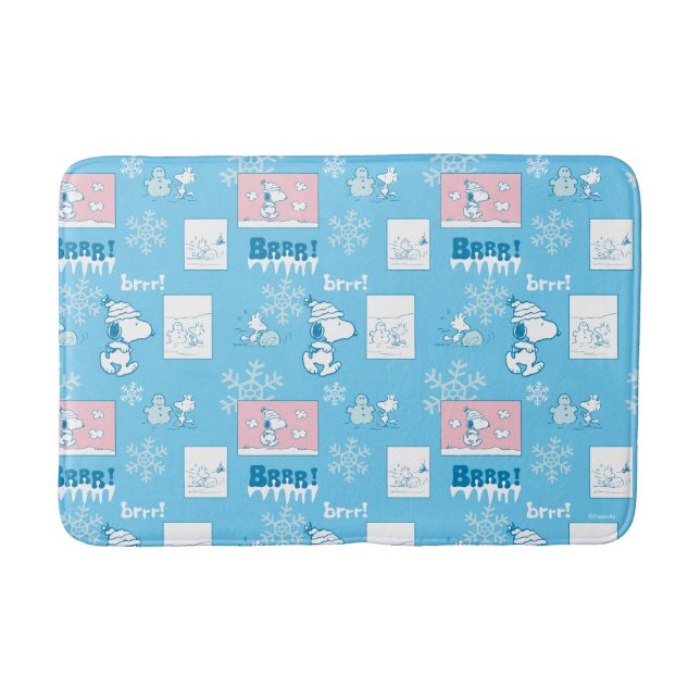Peanuts | Snoopy Snow Day Pattern Bath Mat (Front)