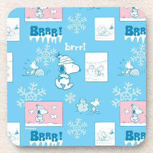 Peanuts Snoopy Snow Day Pattern Beverage Coaster