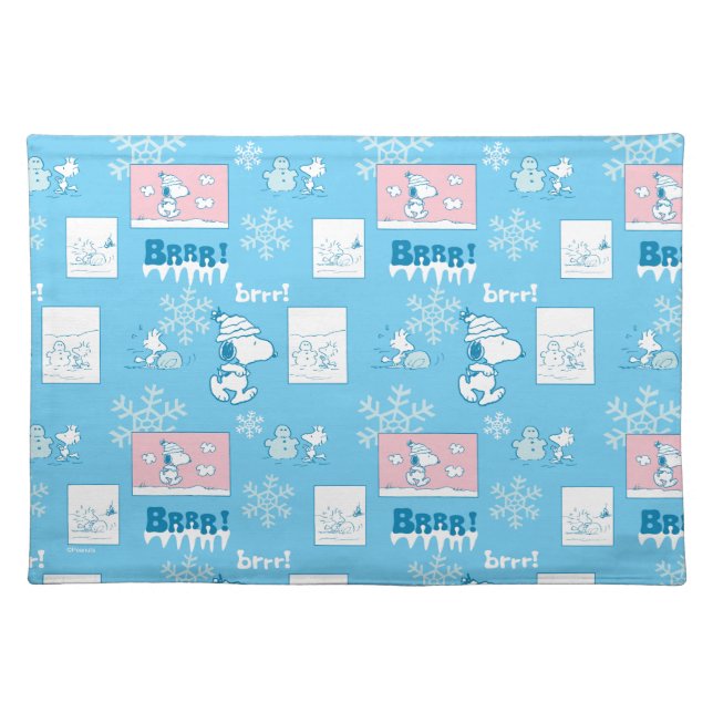 Peanuts | Snoopy Snow Day Pattern Cloth Placemat (Front)