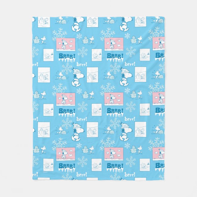 Peanuts | Snoopy Snow Day Pattern Fleece Blanket (Front)