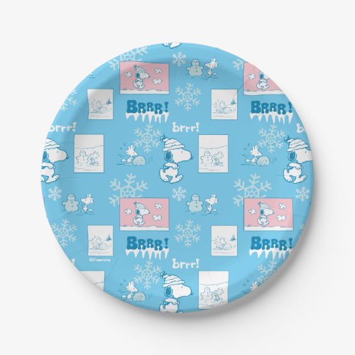 Peanuts  Snoopy Snow Day Pattern Paper Plates