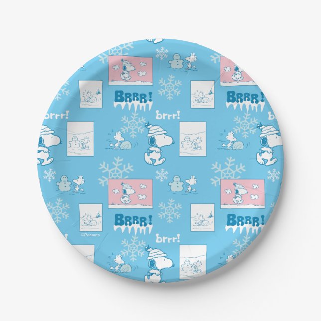 Peanuts | Snoopy Snow Day Pattern Paper Plates (Front)