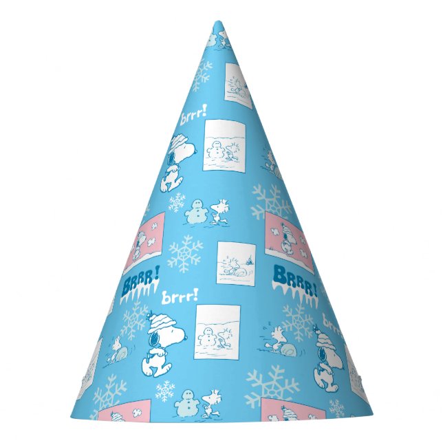 Peanuts | Snoopy Snow Day Pattern Party Hat (Front)