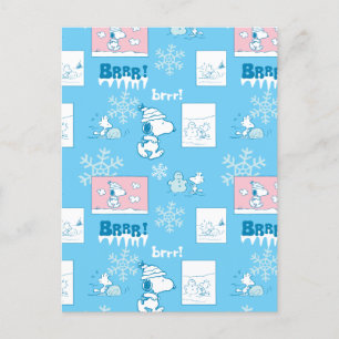Peanuts Snoopy Snow Day Pattern Postcard