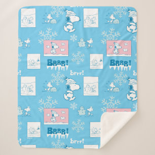 Peanuts Snoopy Snow Day Pattern Sherpa Blanket
