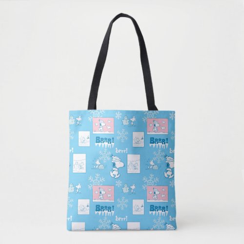 Peanuts  Snoopy Snow Day Pattern Tote Bag