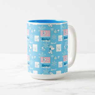 Peanuts Snoopy Snow Day Pattern Two-Tone Coffee Mug