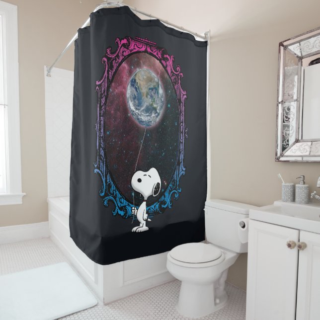 Peanuts | Snoopy Spaced Out Balloon Shower Curtain (In Situ)