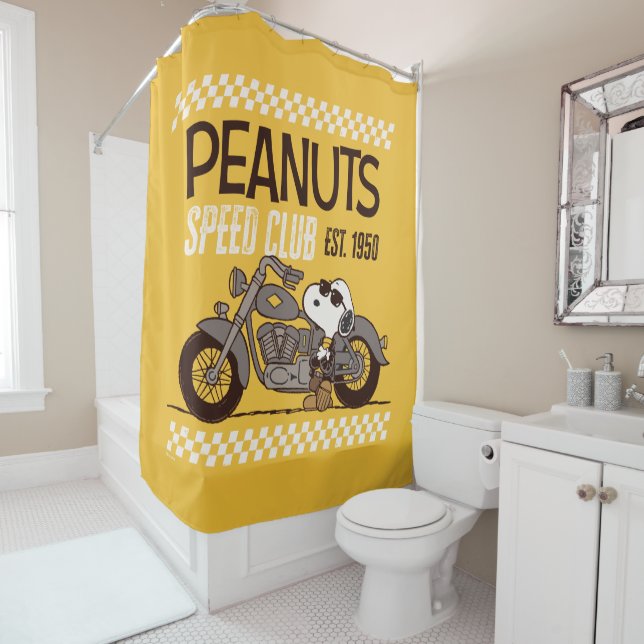 Peanuts | Snoopy Speed Club Shower Curtain (In Situ)