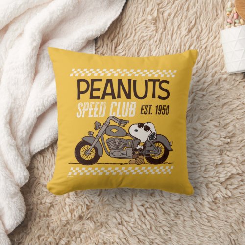 Peanuts  Snoopy Speed Club Throw Pillow