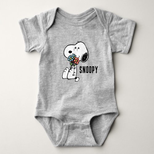 Peanuts  Snoopy Stop  Smell the Flowers Baby Bodysuit
