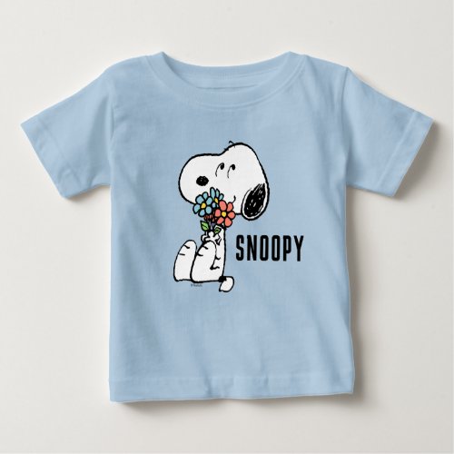 Peanuts  Snoopy Stop  Smell the Flowers Baby T_Shirt