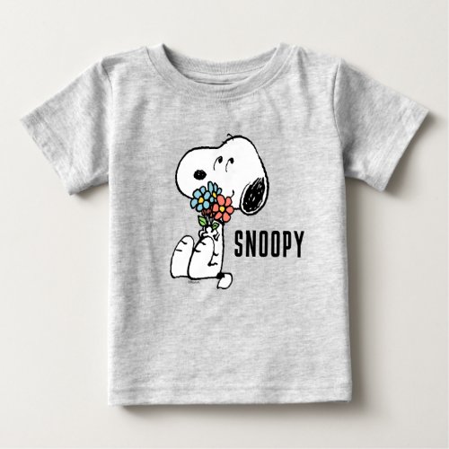 Peanuts  Snoopy Stop  Smell the Flowers Baby T_Shirt