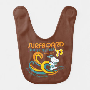 Peanuts   Snoopy Surfboard Longboard Competition Baby Bib