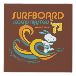 Peanuts Snoopy Surfboard Longboard Competition Faux Canvas Print